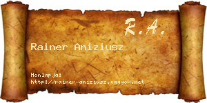 Rainer Aniziusz névjegykártya